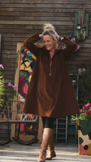 Robe Carole – Velours milleraies Écureuil