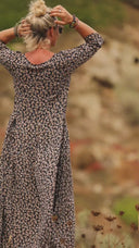 Robe Louisa viscose fleurettes dorées