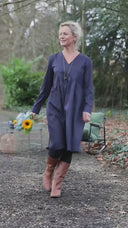 Robe Edonie coupe midi - Armuré marine/pois dorés