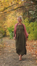 Robe Louisa - double gaze de coton kaki