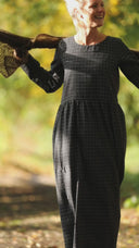 Robe Anaëlle - Flanelle tartan noir, ivoire et camel