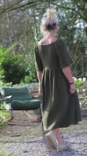 Robe Iloé – Double gaze de coton kaki