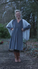 Robe Edonie coupe midi - Velours côtelé bleu grisé