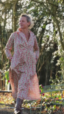 Robe Hazel- Satin de coton Hortensias roses