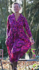 Robe Hazel- Satin de coton violet pictural