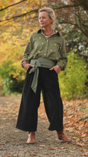 Chemise Caroline - Velours milleraies kaki citronné