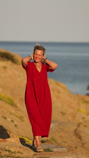 Robe Edonie - double gaze de coton plumetis grenat