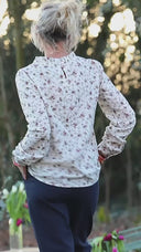 Blouse  Fantine - Sergé de coton écru fleuri