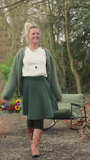 Jupe portefeuille Marie midi - Velours milleraies vert anglais