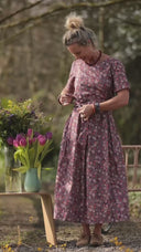Robe Louisa - Coton fleurs d'aubergine