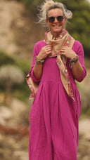 Robe Louisa double gaze de coton bougainvillier