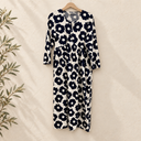 Prototype - robe motif fleurs bleu marine et blanc A68