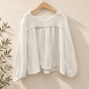 Prototype – Blouse à empiècement froncé – Tissu gaufré blanc – Taille unique – N°126 - Quintessence