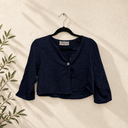Prototype – Boléro – Double gaze de coton bleu marine – S – N°112 - Quintessence