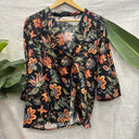 Prototype – Chemise à col châle – Satin de coton fleuri – Noir multicolore – XXL – N°023 - Quintessence