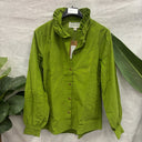 Prototype – Chemisier à col volanté – Velours milleraies – Vert anis – XS – N°040 - Quintessence