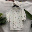 Prototype – Haut à capuche – Tissu gaufré à cœurs – Ivoire multicolore – S – N°017 - Quintessence