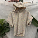 Prototype – Haut à capuche – Tissu texturé – Écru multicolore – S – N°022 - Quintessence