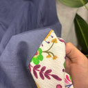 Prototype – Jupe longue à bordure fleurie – Bleu grisé – S – N°054 - Quintessence