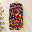 Prototype – Jupe longue à volant – Fleurs graphiques rouges et jaunes – S – N°055 - Quintessence