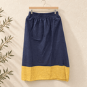 Prototype – Jupe longue bicolore – Lin – Bleu marine et ocre – S – N°034 - Quintessence