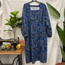 Prototype – Robe à col carré – Tissu imprimé – Marine, bleu et ocre – XXL – N°010 - Quintessence