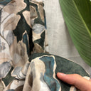 Prototype – Robe à découpe diagonale – Écru, kaki et bleu pétrole – S – N°001 - Quintessence