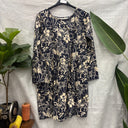 Prototype – Robe à fronces – Velours milleraies fleuri – Marine et écru – S – N°026 - Quintessence
