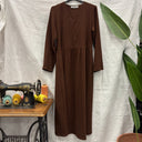 Prototype – Robe à plastron en V – Tissu brodé – Chocolat – S – N°003 - Quintessence