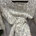 Prototype – Robe à plis – Tissu imprimé oiseaux – Écru et bleu grisé – S – N°012 - Quintessence