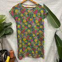 Prototype – Robe droite – Tissu fleuri – Vert, rose et jaune – S – N°016 - Quintessence