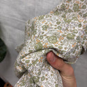 Prototype – Robe longue à col V – Coton fleuri – Écru et vert – Taille unique – N°038 - Quintessence