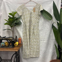 Prototype – Robe longue à col V – Coton fleuri – Écru et vert – Taille unique – N°038 - Quintessence