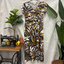 Prototype – Robe longue à col V – Viscose et lin imprimés – Écru multicolore – XS – N°032 - Quintessence