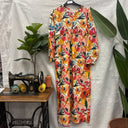 Prototype – Robe longue à col volanté – Coton fleuri – Écru multicolore – S – N°036 - Quintessence