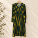 Prototype – Robe longue à pois – Vert foncé et moutarde – S – N°069 - Quintessence