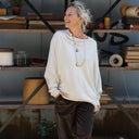Pull asymétrique Quiterie — maille douce beige - Quintessence