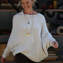 Pull asymétrique Quiterie — maille douce beige - Quintessence