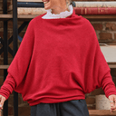 Pull asymétrique Quiterie — maille douce coquelicot - Quintessence