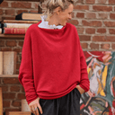 Pull asymétrique Quiterie — maille douce coquelicot - Quintessence