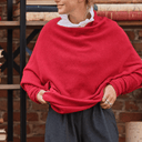 Pull asymétrique Quiterie — maille douce coquelicot - Quintessence