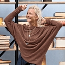 Pull asymétrique Quiterie — maille douce noisette - Quintessence