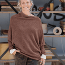 Pull asymétrique Quiterie — maille douce noisette - Quintessence