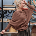 Pull asymétrique Quiterie — maille douce noisette - Quintessence