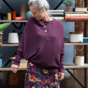 Pull asymétrique Quiterie — maille douce prune - Quintessence