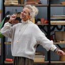 Pull col rond Christina — mohair beige - Quintessence