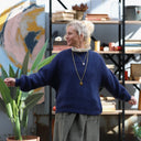 Pull col rond Christina — mohair bleu lumineux - Quintessence