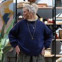 Pull col rond Christina — mohair bleu lumineux - Quintessence