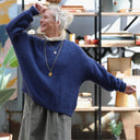 Pull col rond Christina — mohair bleu lumineux - Quintessence