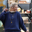 Pull col rond Christina — mohair bleu lumineux - Quintessence